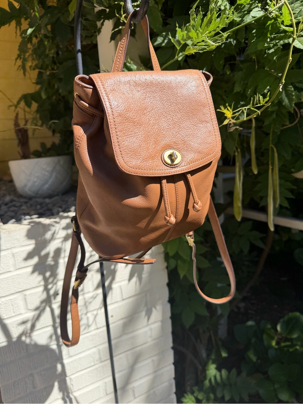 Coach Park Pebbled Leather Drawstring Backpack